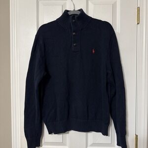 Polo Ralph Lauren Navy Quarter-Button Sweater
